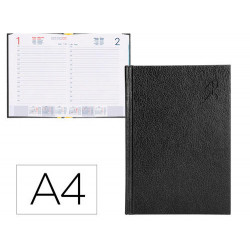 AGENDA ENCUADERNADA LIDERPAPEL CORFU A4 2025 DIA PAGINA NEGRO PAPEL 60 GR