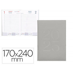 AGENDA ENCUADERNADA LIDERPAPEL CRETA 170X240 MM 2025 DIA PAGINA COLOR GRIS PAPEL 70 GR