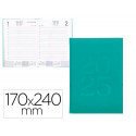 AGENDA ENCUADERNADA LIDERPAPEL CRETA 170X240 MM 2025 DIA PAGINA COLOR TURQUESA PAPEL 70 GR