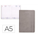 AGENDA ENCUADERNADA LIDERPAPEL MYKONOS A5 2025 DIA PAGINA COLOR GRIS PAPEL 70 GR