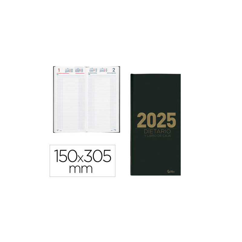 DIETARIO LIDERPAPEL 2025 DOS TERCIOS 15X30,5 CM COLOR VERDE PAPEL 70 GR