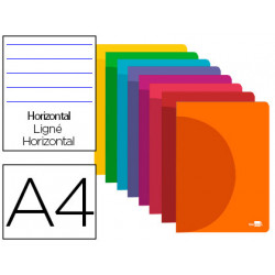 LIBRETA LIDERPAPEL 360 TAPA DE PLASTICO A4 48 HOJAS 90G/M2 HORIZONTAL CON DOBLE MARGEN COLORES SURTI