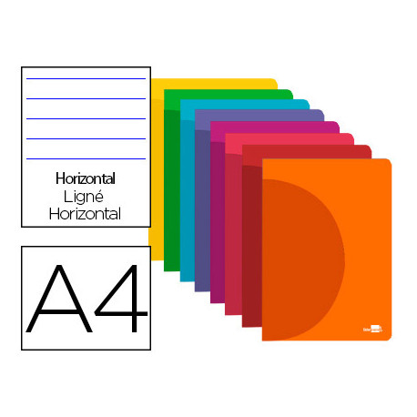 LIBRETA LIDERPAPEL 360 TAPA DE PLASTICO A4 48 HOJAS 90G/M2 HORIZONTAL CON DOBLE MARGEN COLORES SURTI