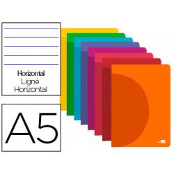 LIBRETA LIDERPAPEL 360 TAPA DE PLASTICO A5 48 HOJAS 90G/M2 HORIZONTAL CON DOBLE MARGEN COLORES SURTI