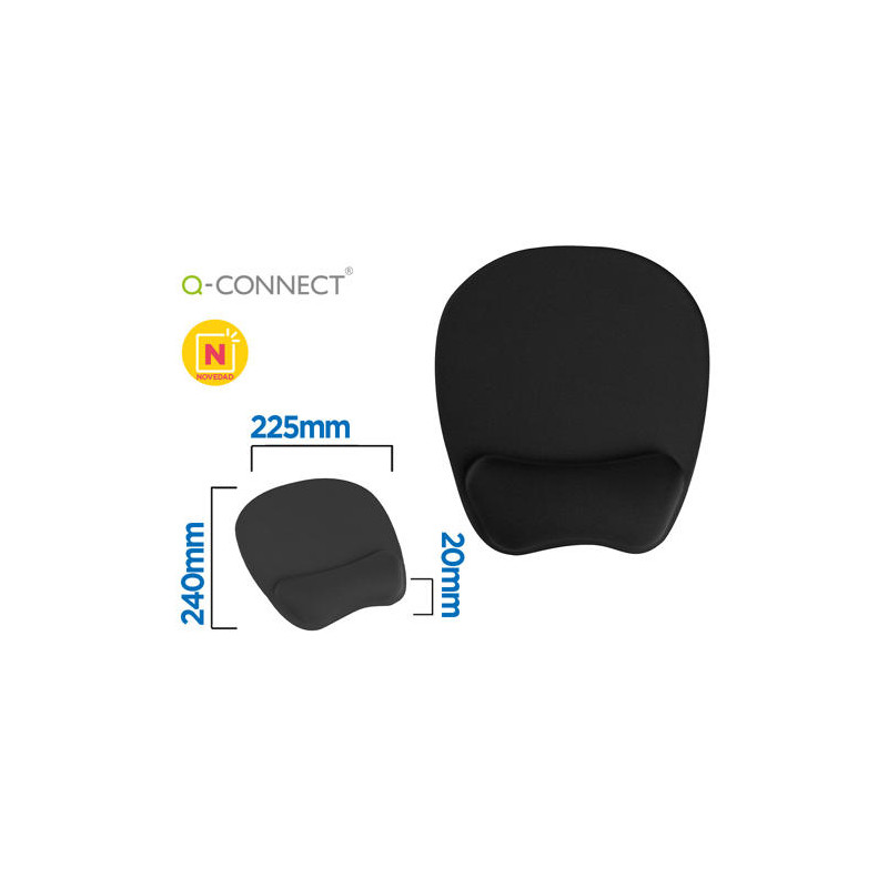 ALFOMBRILLA PARA RATON Q-CONNECT CON REPOSAMU?ECAS ERGONOMICA DE GEL COLOR NEGRO 225X240X20 MM