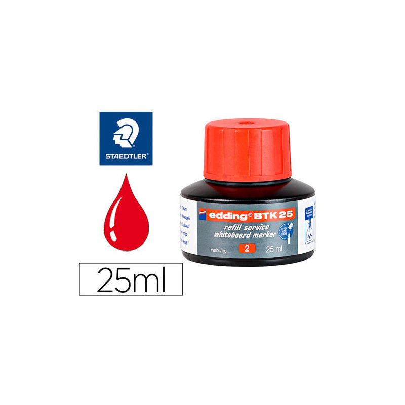 TINTA ROTULADOR EDDING PIZARRA BLANCA BTK-25 COLOR ROJO BOTE 25 ML