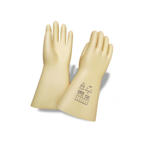 GUANTES FARU LATEX AISLANTE PROTECCION ELECTRICA HASTA 500 VOLTIOS CLASE 00 TALLA 9 COLOR BEIGE