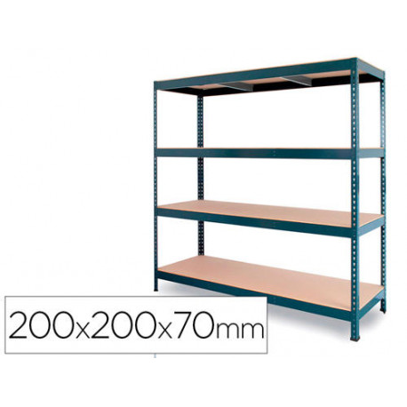 ESTANTERIA METALICA AR STOCKER 200X200X70 CM 4 ESTANTES 450 KG POR ESTANTE BANDEJA DE MADERA SIN TOR