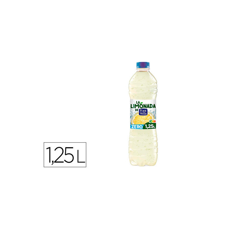 AGUA MINERAL NATURAL FONT VELLA LIMONADA ZERO CON ZUMO DE LIMON BOTELLA 1,25 L