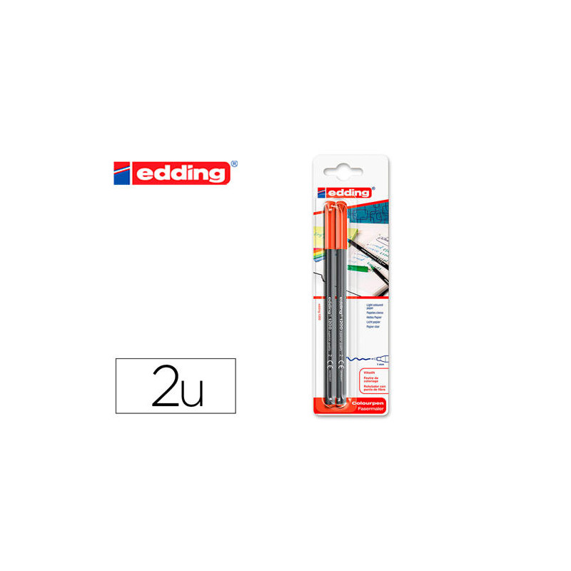 ROTULADOR EDDING PUNTA FIBRA 1200 ROJO N.2 PUNTA REDONDA 0.5 MM BLISTER DE 2 UNIDADES