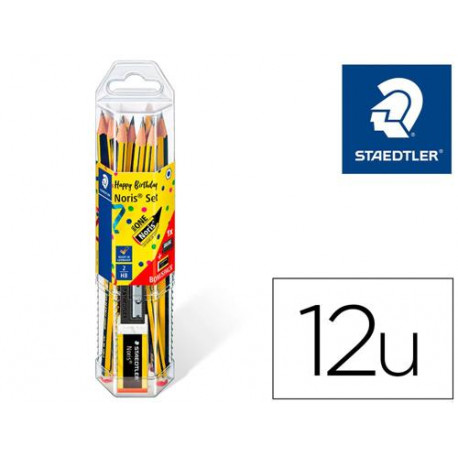 LAPICES DE GRAFITO STAEDTLER NORIS N.2 HB BLISTER PROMOCIONAL 120 ANIVERSARIO DE12 UDS + AFILALAPIZ 