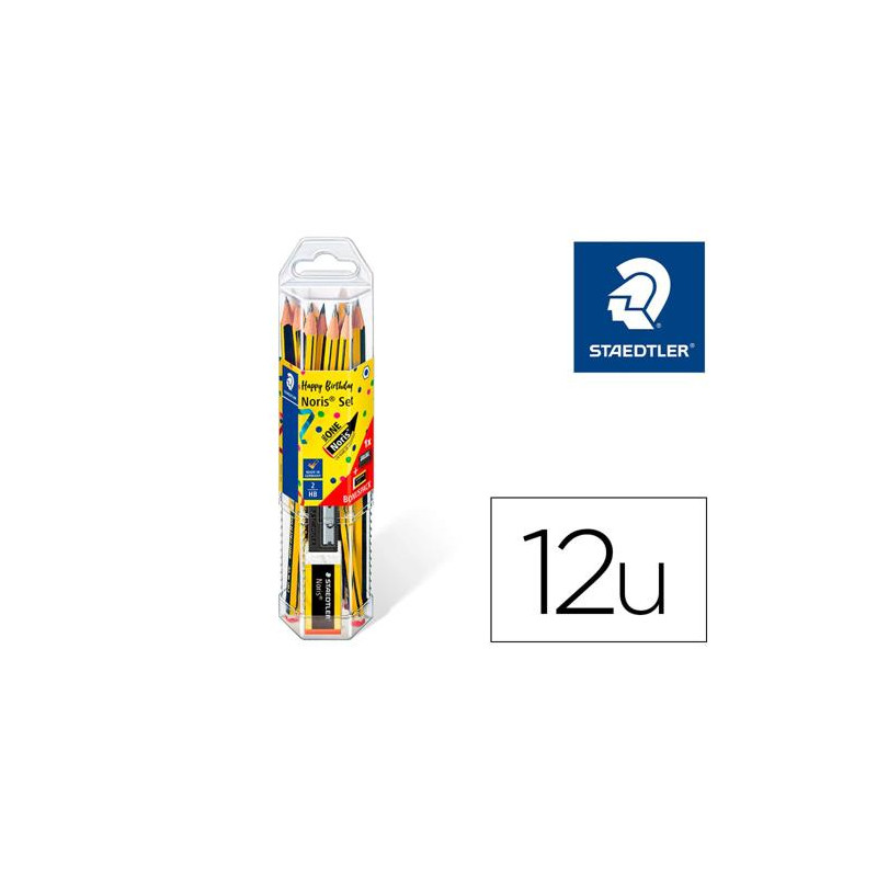 LAPICES DE GRAFITO STAEDTLER NORIS N.2 HB BLISTER PROMOCIONAL 120 ANIVERSARIO DE12 UDS + AFILALAPIZ 