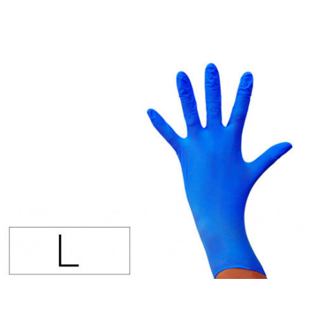 GUANTES DE NITRILO DESECHABLE SENSITIVE SIN POLVO TALLA L GRANDE COLOR AZUL CAJA DE 100 UNIDADES