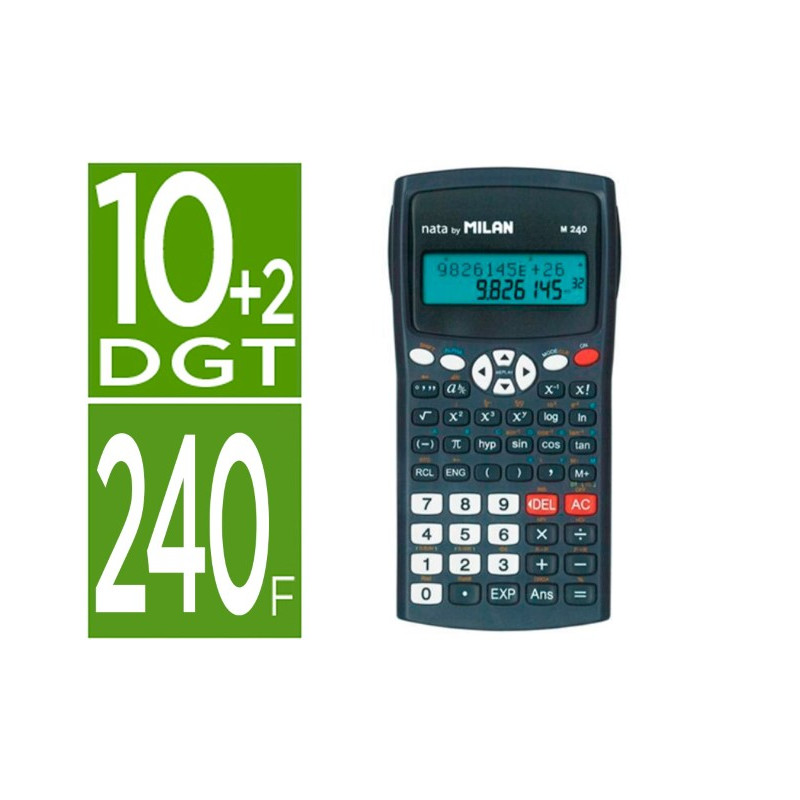 CALCULADORA MILAN CIENTIFICA M240 BLACK 2 LINEAS 240 FUNCIONES 10+2 DIGITOS COLOR NEGRA CON TAPA COL