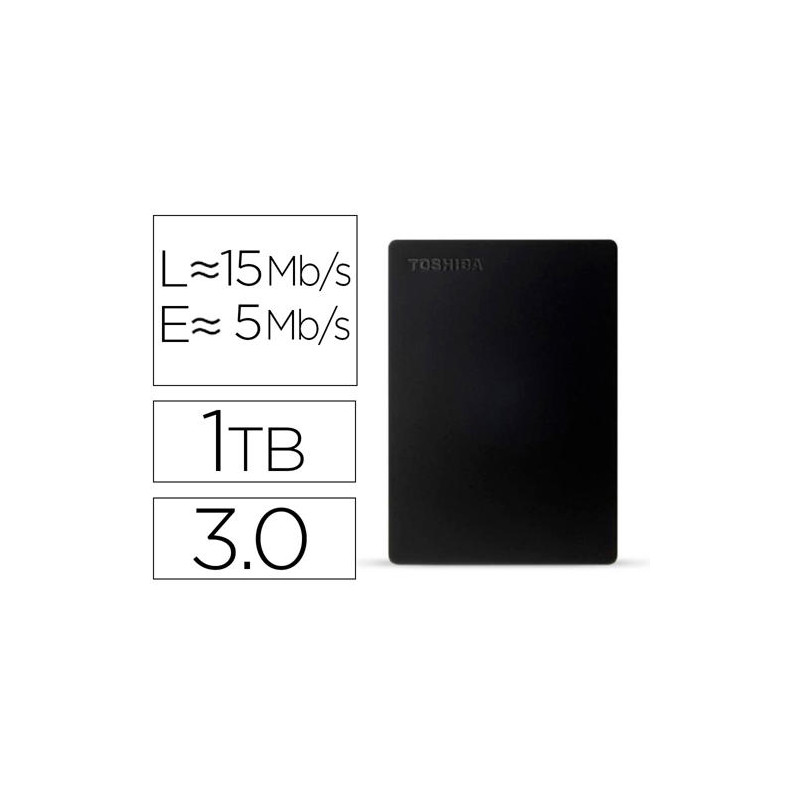 DISCO DURO EXTERNO TOSHIBA CANVIO SLIM HDD 2,50" 5.000 MBIT/S USB 3.0 1 TB COLOR NEGRO