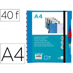 CARPETA LIDERPAPEL A4 CON 40 FUNDAS INTERCAMBIABLES 5 SEP SOBRE Y GOMILLA PORTADA Y LOMO PERSONALIZA