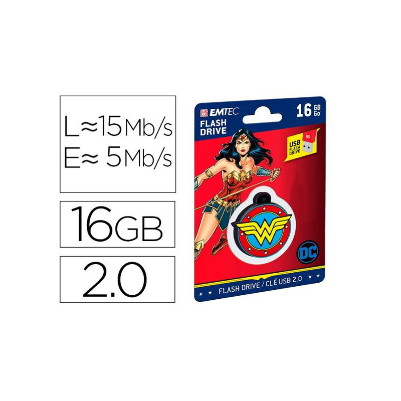 MEMORIA USB EMTEC FLASH 16 GB USB 2.0 COLLECTOR WONDER WOMAN