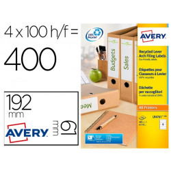 ETIQUETA ADHESIVA AVERY PAPEL BLANCO RECICLADO PARA ARCHIVADOR 192X61 MM LASER PACK DE 400 ETIQUETAS