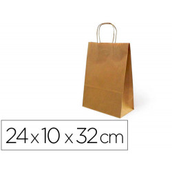 BOLSA KRAFT BASIKA NATURAL RECICLADO 90 GR ASA RETORCIDA TAMA?O "S" 240X100X320 MM