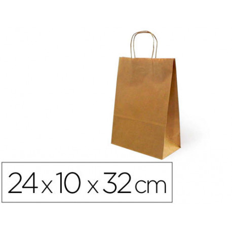 BOLSA KRAFT BASIKA NATURAL RECICLADO 90 GR ASA RETORCIDA TAMA?O "S" 240X100X320 MM