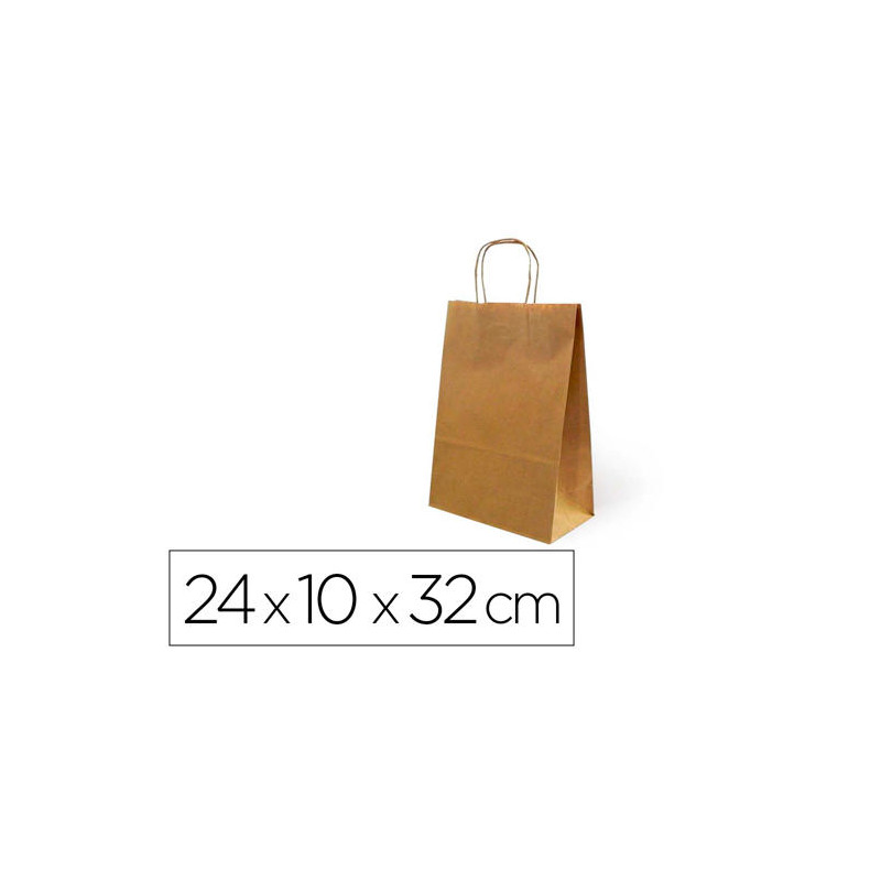 BOLSA KRAFT BASIKA NATURAL RECICLADO 90 GR ASA RETORCIDA TAMA?O "S" 240X100X320 MM