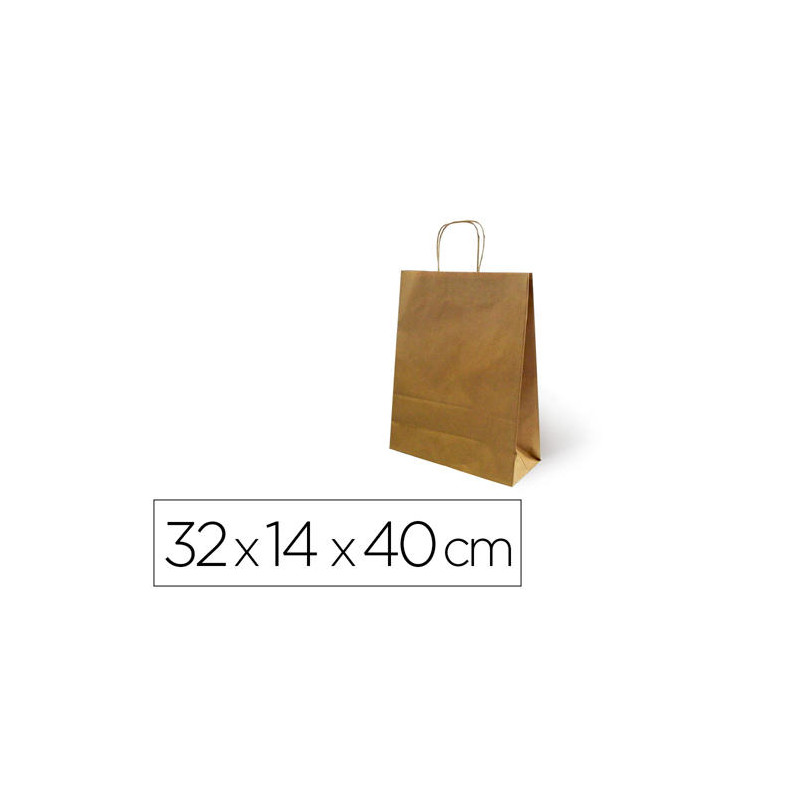 BOLSA KRAFT BASIKA NATURAL RECICLADO 90 GR ASA RETORCIDA TAMA?O "L" 320X140X400 MM