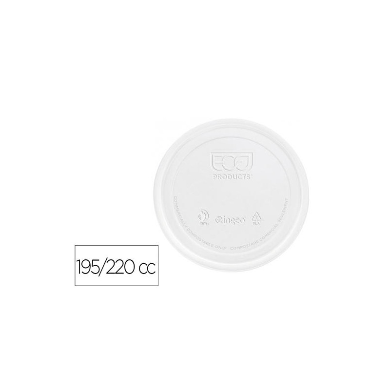 TAPA DE PLASTICO BIODEGRADABLE PARA VASO DE 195/220 CC PAQUETE DE 100 UNIDADES