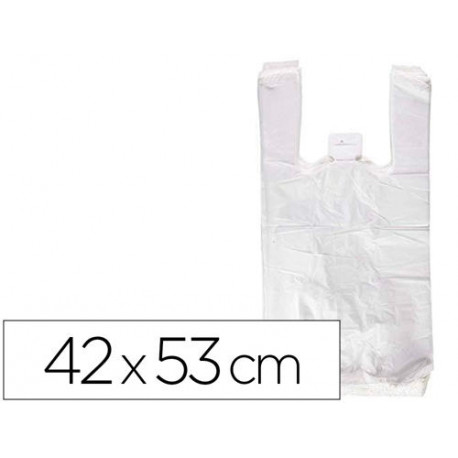 BOLSA CAMISETA RECICLADA 70% BLANCA 50 MC 42X53 CM APTA LEGISLACION DE BOLSAS 2021