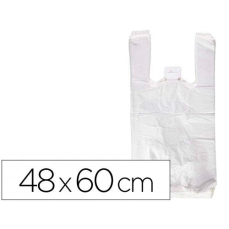 BOLSA CAMISETA RECICLADA 70% BLANCA 50 MC 48X60 CM APTA LEGISLACION DE BOLSAS 2021