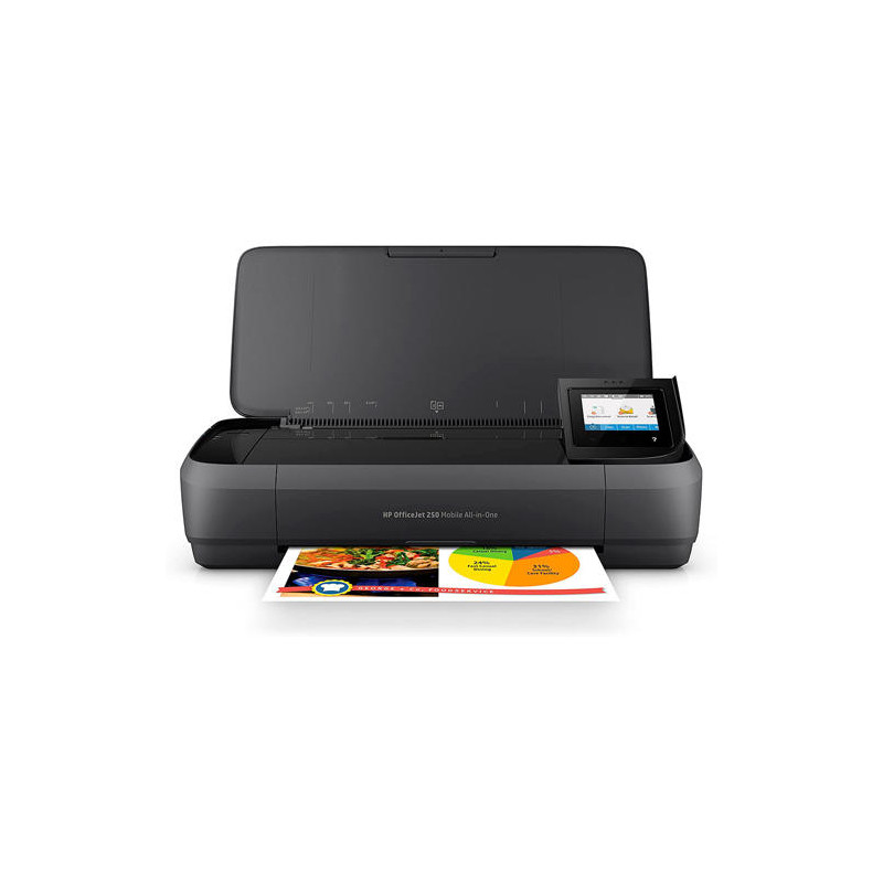 EQUIPO MULTIFUNCION PORTATIL HP OFFICEJET 250 WIFI 4800X1200 TINTA 10 PPM NEGRO 7 COLOR PPM ESCANER 