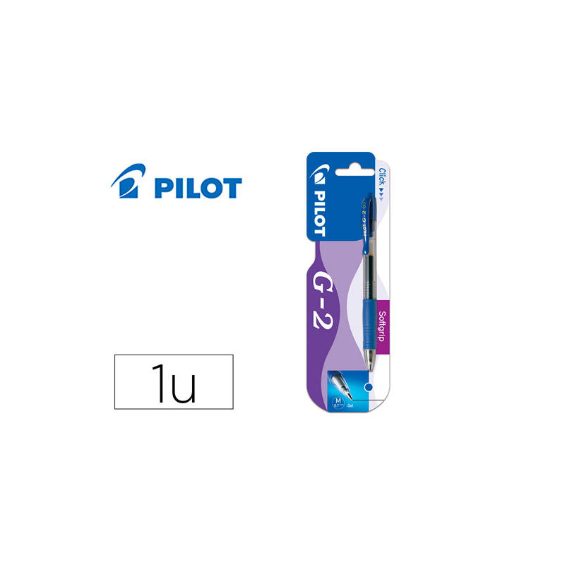 BOLIGRAFO PILOT G-2 AZUL TINTA GEL RETRACTIL SUJECION DE CAUCHO EN BLISTER