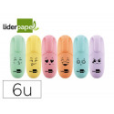 ROTULADOR LIDERPAPEL MINI FLUORESCENTE PASTEL PUNTA BISELADA ESTUCHE DE 6 UNIDADES COLORES SURTIDOS