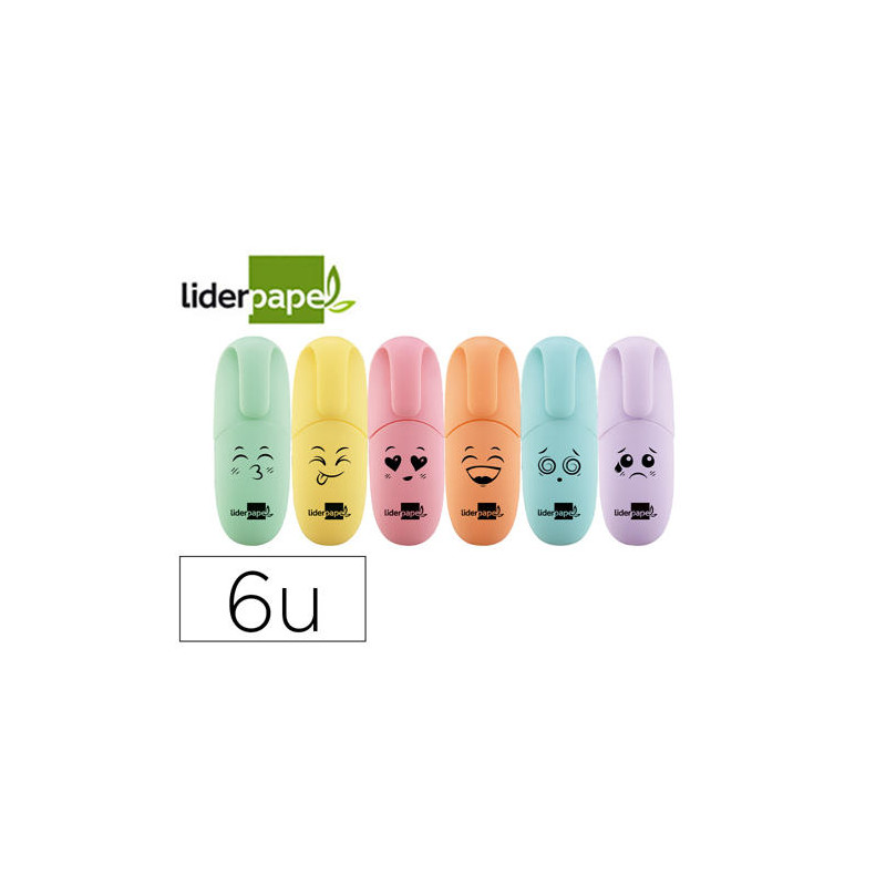 ROTULADOR LIDERPAPEL MINI FLUORESCENTE PASTEL PUNTA BISELADA ESTUCHE DE 6 UNIDADES COLORES SURTIDOS