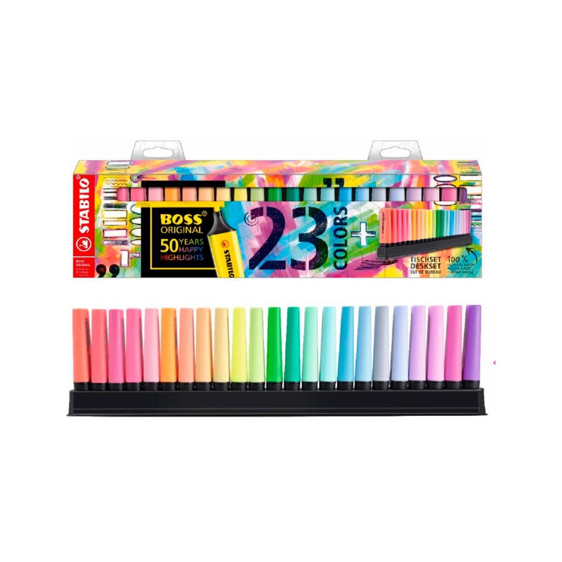 ROTULADOR STABILO BOSS FLUORESCENTE 70 DESKSET ESTUCHE DE 23 UNIDADES COLORES SURTIDOS