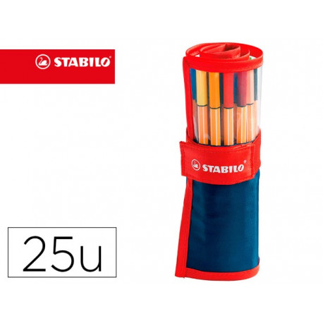 ROTULADOR STABILO PUNTA DE FIBRA POINT 88 ART ESTUCHE ROLLERSET DE 25 UNIDADES COLORES SURTIDOS