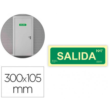 PICTOGRAMA ARCHIVO 2000 SALIDA PVC VERDE LUMINISCENTE 300X105 MM PACK DE 2 UNIDADES