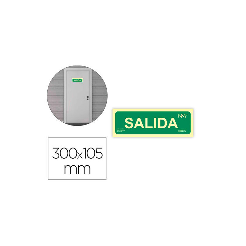 PICTOGRAMA ARCHIVO 2000 SALIDA PVC VERDE LUMINISCENTE 300X105 MM PACK DE 2 UNIDADES