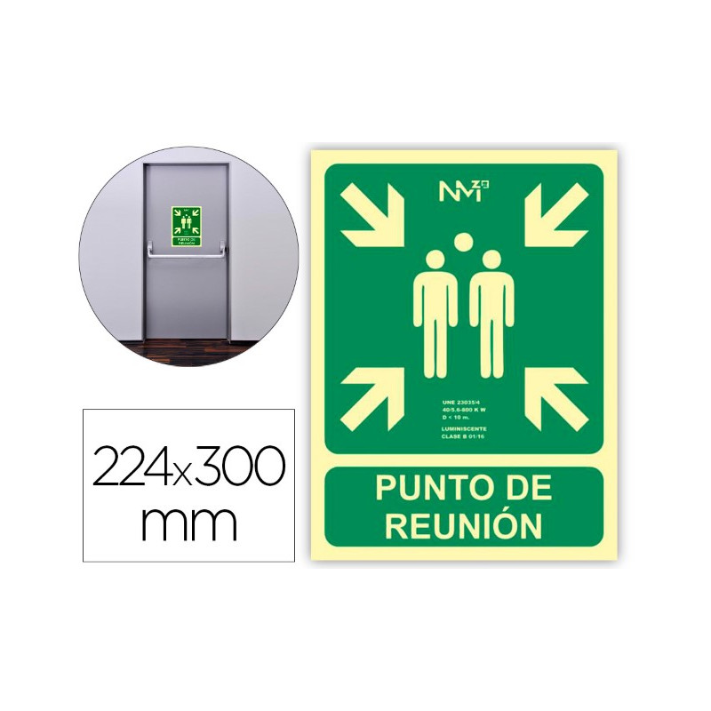 PICTOGRAMA ARCHIVO 2000 PUNTO DE REUNION PVC VERDE LUMINISCENTE 224X300 MM