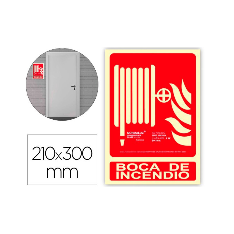 PICTOGRAMA ARCHIVO 2000 BOCA DE INCENDIO PVC ROJO LUMINISCENTE 210X300 MM