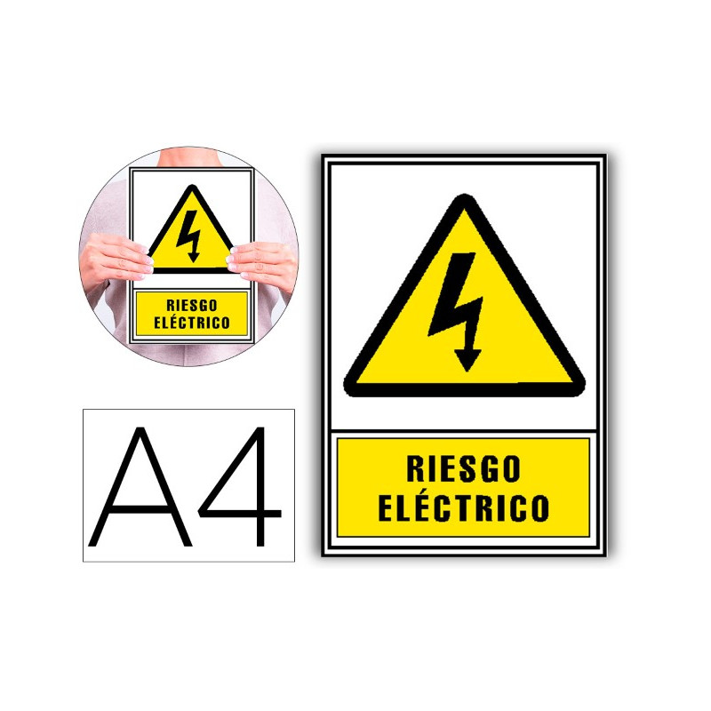 PICTOGRAMA ARCHIVO 2000 RIESGO ELECTRICO PVC AMARILLO LUMINISCENTE 210X297 MM