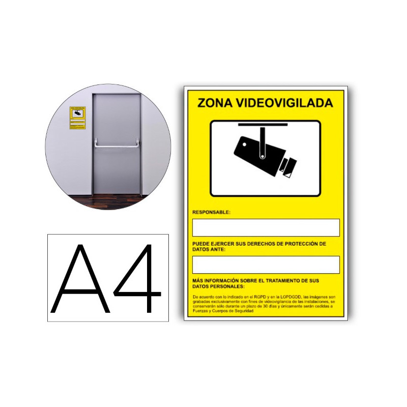 PICTOGRAMA ARCHIVO 2000 CAMARAS DE VIGILANCIA EN GRABACION LAS 24 HORAS PVC AMARILLO LUMINISCENTE 21