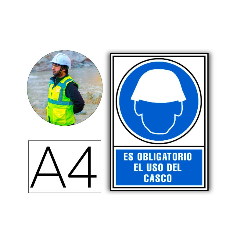 PICTOGRAMA ARCHIVO 2000 OBLIGATORIO USO DE CASCO PVC AZUL LUMINISCENTE 210X297 MM