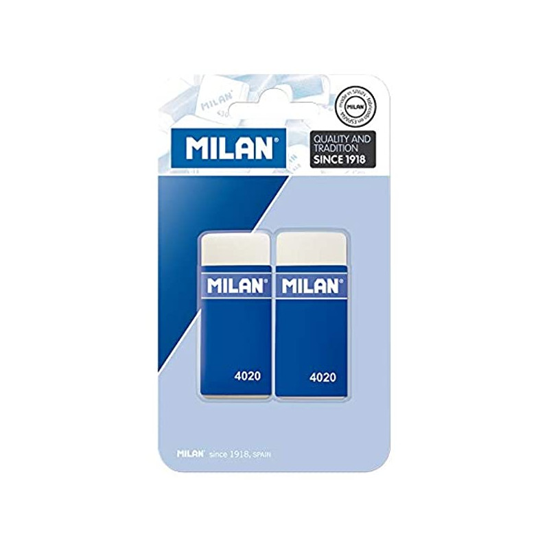 GOMA DE BORRAR MILAN 4020 MIGA DE PAN BLISTER DE 2 UNIDADES