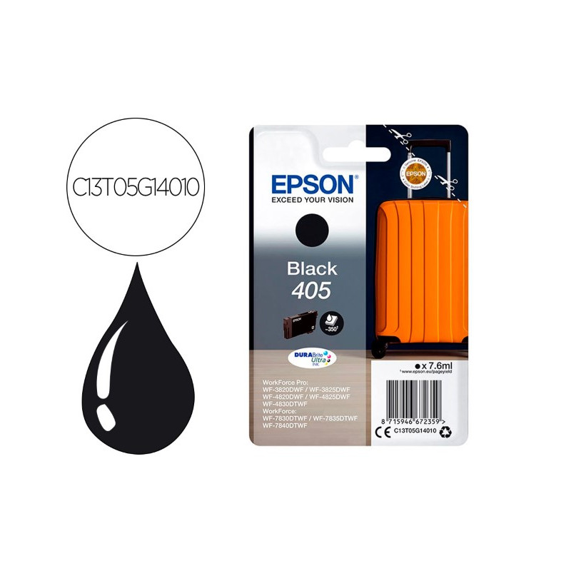 INK-JET EPSON 405 WF-3820DWF / WF-4820DWF / WF-7830DTWF / WF-7840DTWF NEGRO