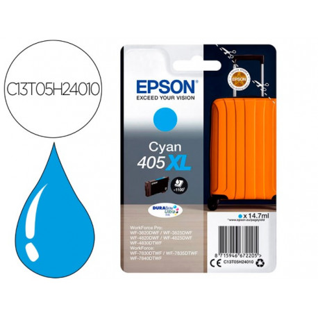 INK-JET EPSON 405 XL WF-3820DWF / WF-4820DWF / WF-7830DTWF / WF-7840DTWF ALTA CAPACIDAD CIAN