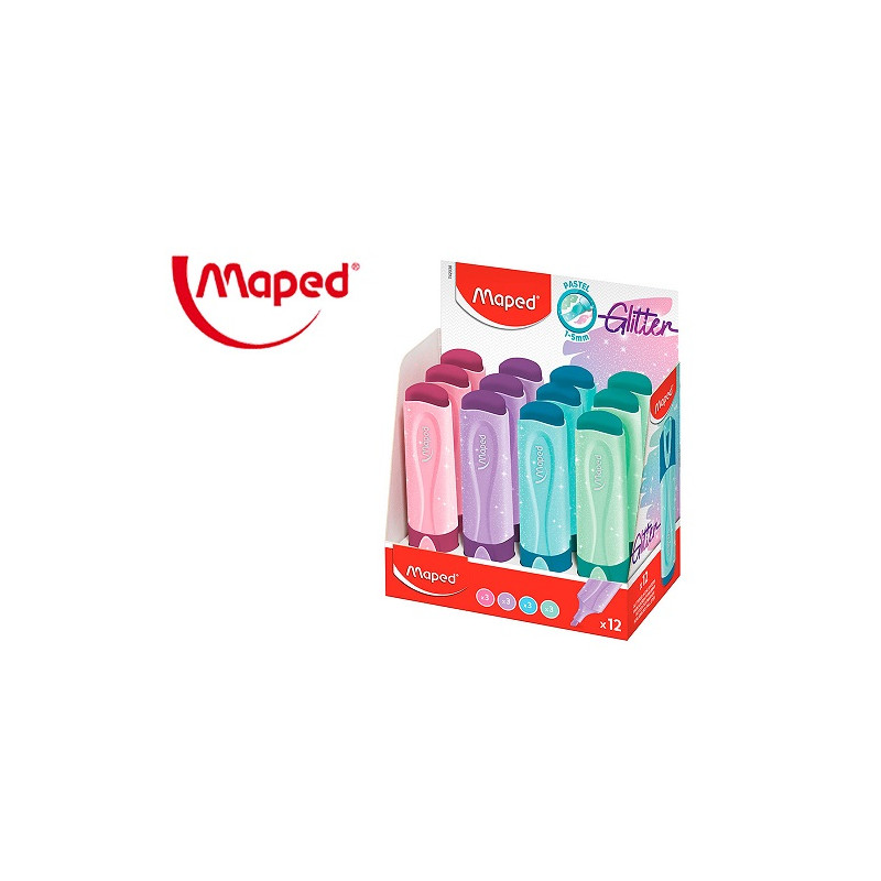 ROTULADOR MAPED FLUORESCENTE PEPS PASTEL CON GLITTER COLORES SURTIDOS