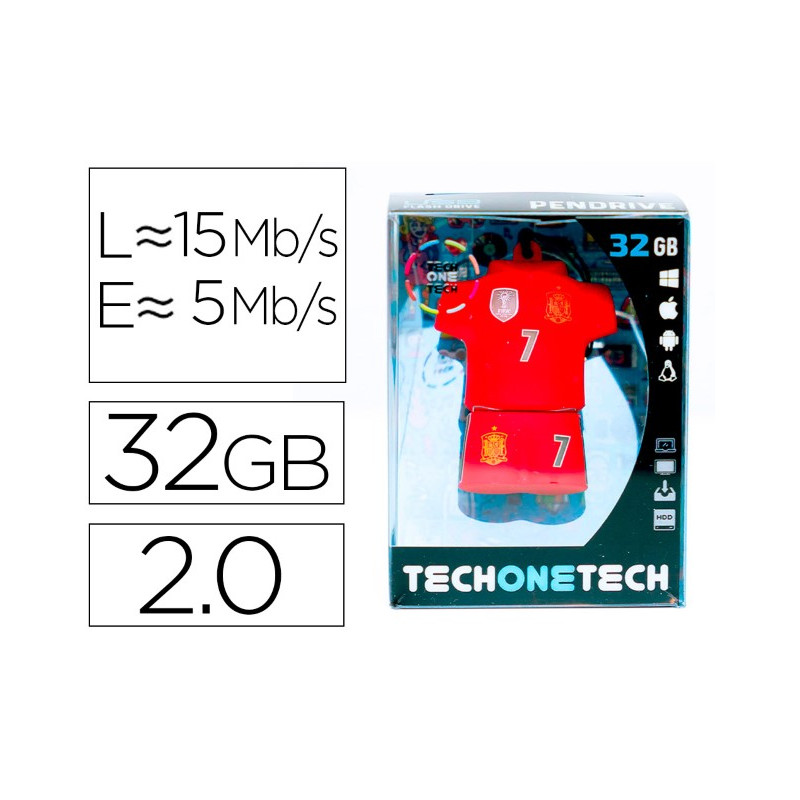 MEMORIA USB TECH ON TECH SELECCION FUTBOL ESPA?A MUNDIAL BRASIL 32 GB