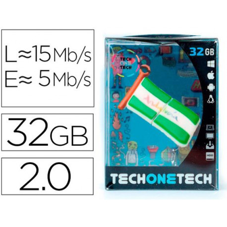 MEMORIA USB TECH ON TECH BANDERA ANDALUCIA 32 GB