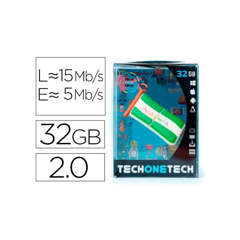 MEMORIA USB TECH ON TECH BANDERA ANDALUCIA 32 GB