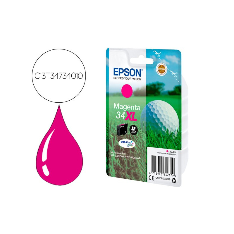 INK-JET EPSON WORK FORCE PRO WF-3720DWF/3725DWF MAGENTA 34XL DURABRITE ULTRA INK 950 PAGINAS